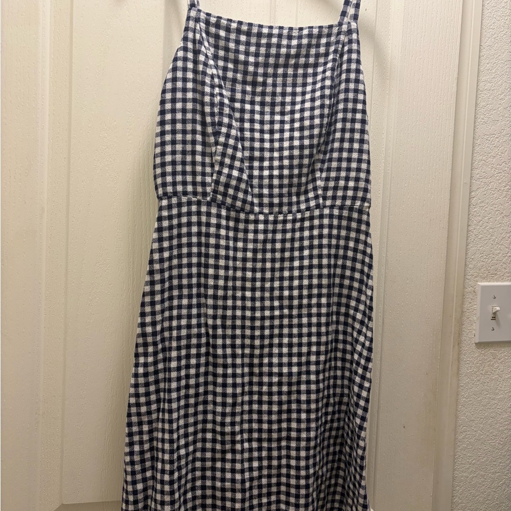 Old Navy Navy and White Gingham Midi Dress